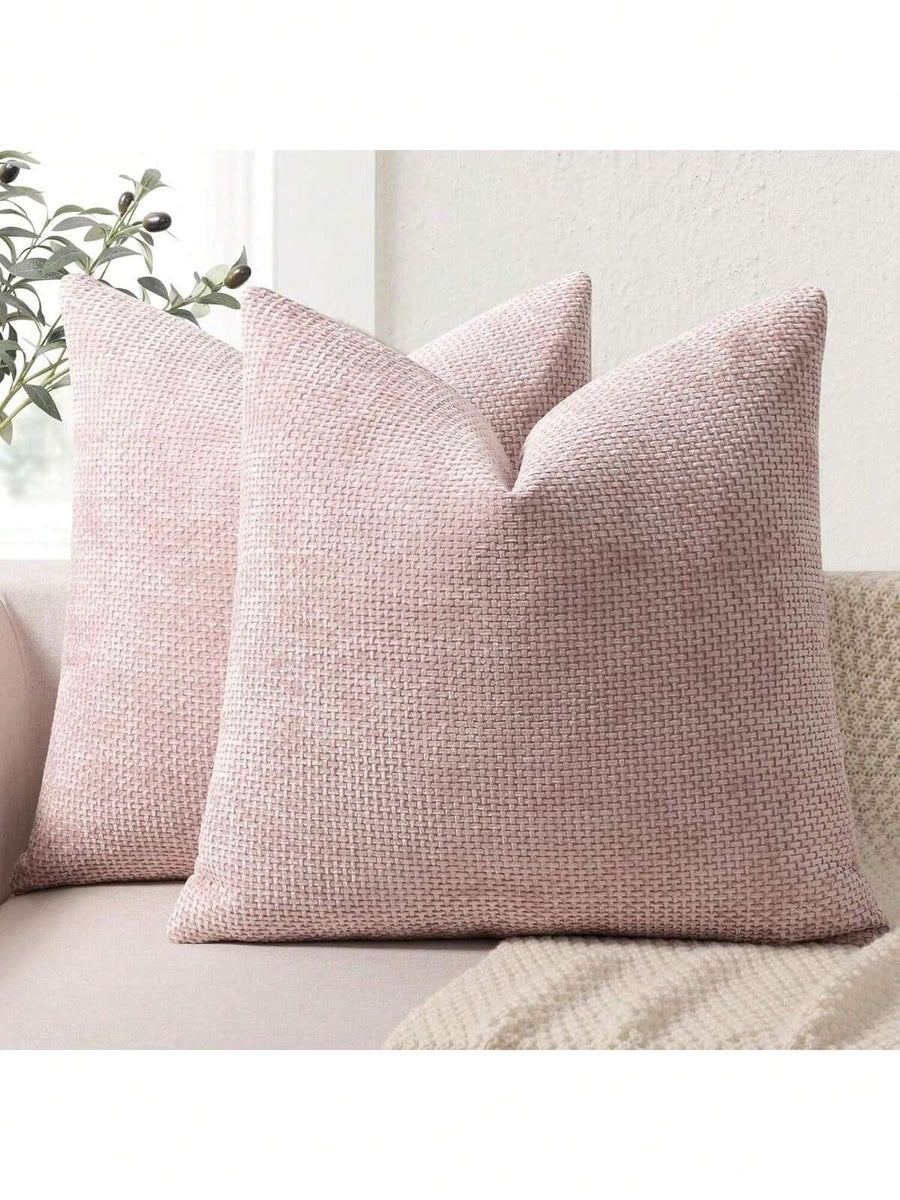 1pc Chenille Decorative Pillow Cover, Soft Woven Texture Luxury Cushion Cover For Bed And Living Room Sofa